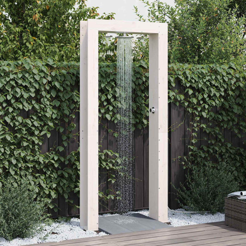 Outdoor-Dusche 226 cm Massivholz Kiefer und Edelstahl Weiß