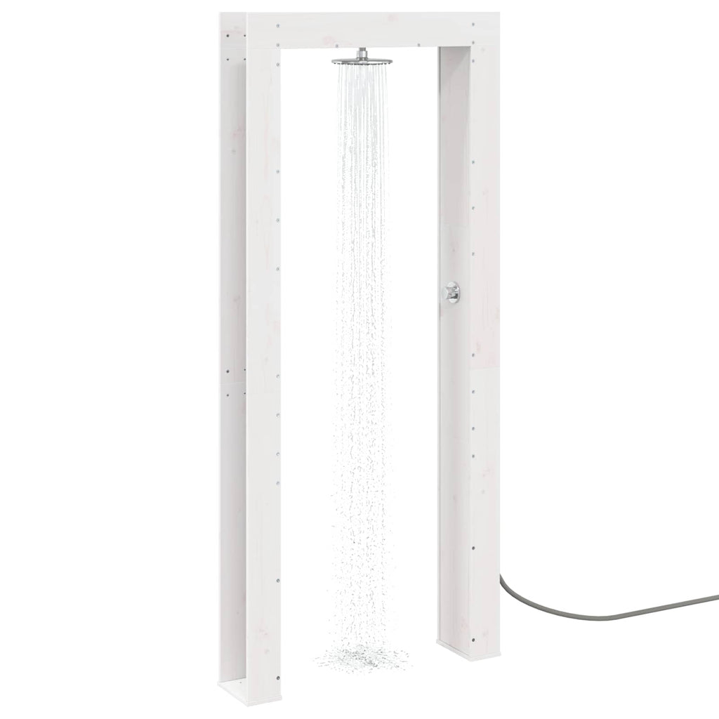 Outdoor-Dusche 226 cm Massivholz Kiefer und Edelstahl Weiß