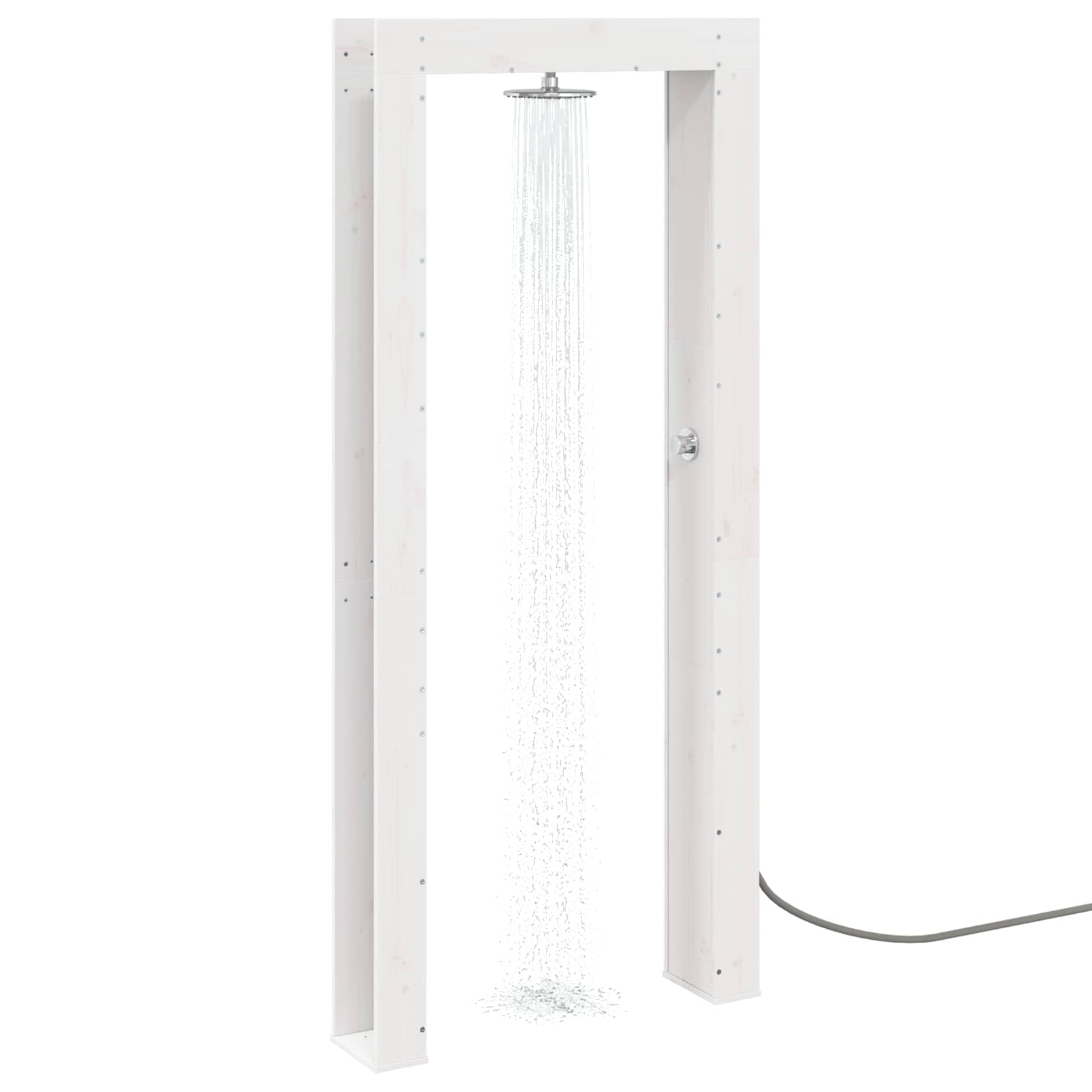 Outdoor-Dusche 226 cm Massivholz Kiefer und Edelstahl Weiß