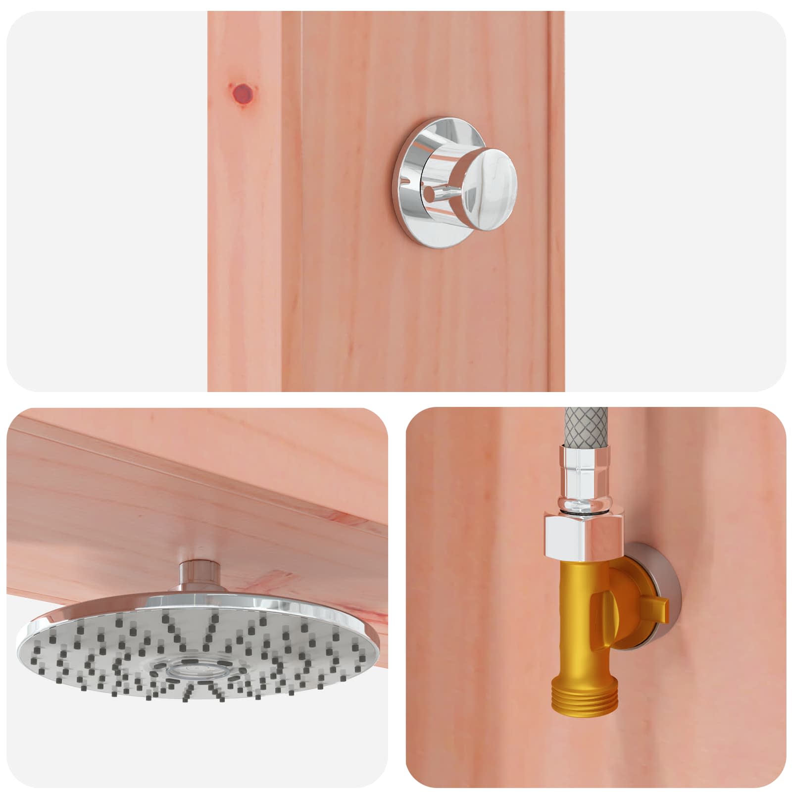 Outdoor-Dusche 226 cm Massives Douglasholz und Edelstahl Natur