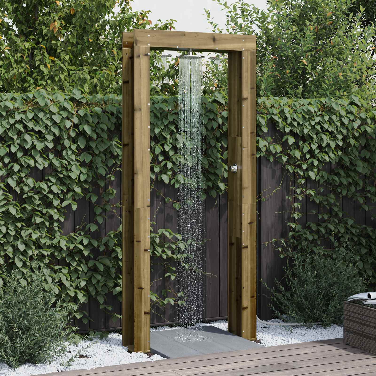Outdoor-Dusche 226 cm Imprägniertes Kiefernholz und Edelstahl