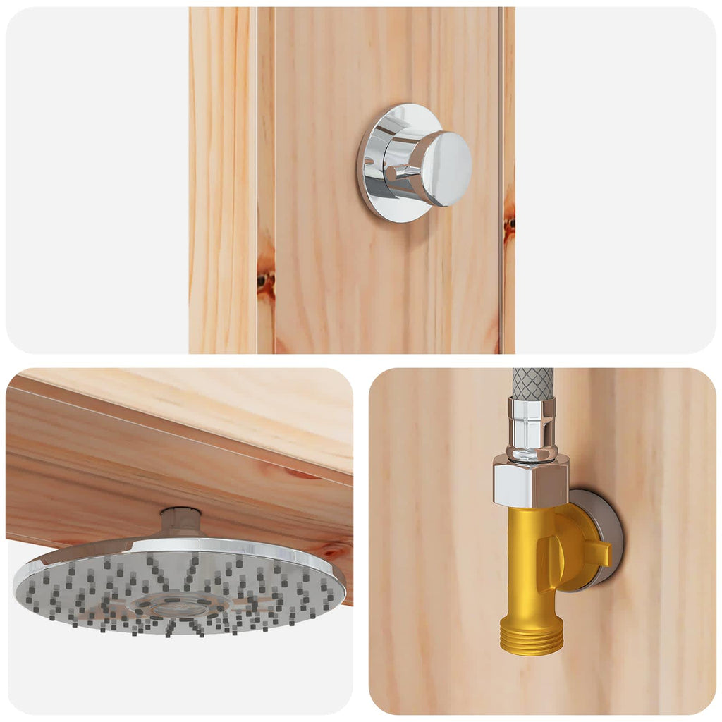 Outdoor-Dusche 226 cm Massivholz Kiefer und Edelstahl Natur