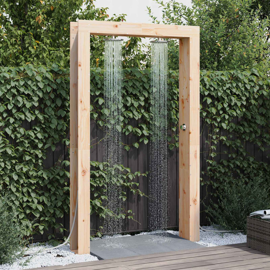 Outdoor-Dusche 226 cm Massivholz Kiefer und Edelstahl Natur
