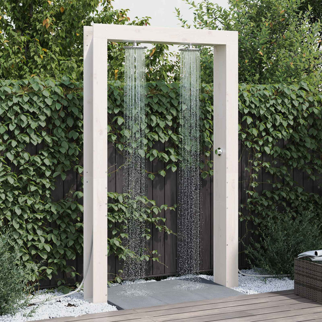 Outdoor-Dusche 226 cm Massivholz Kiefer und Edelstahl Weiß
