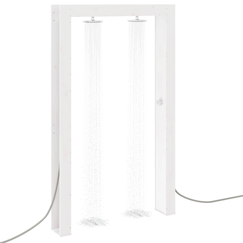Outdoor-Dusche 226 cm Massivholz Kiefer und Edelstahl Weiß
