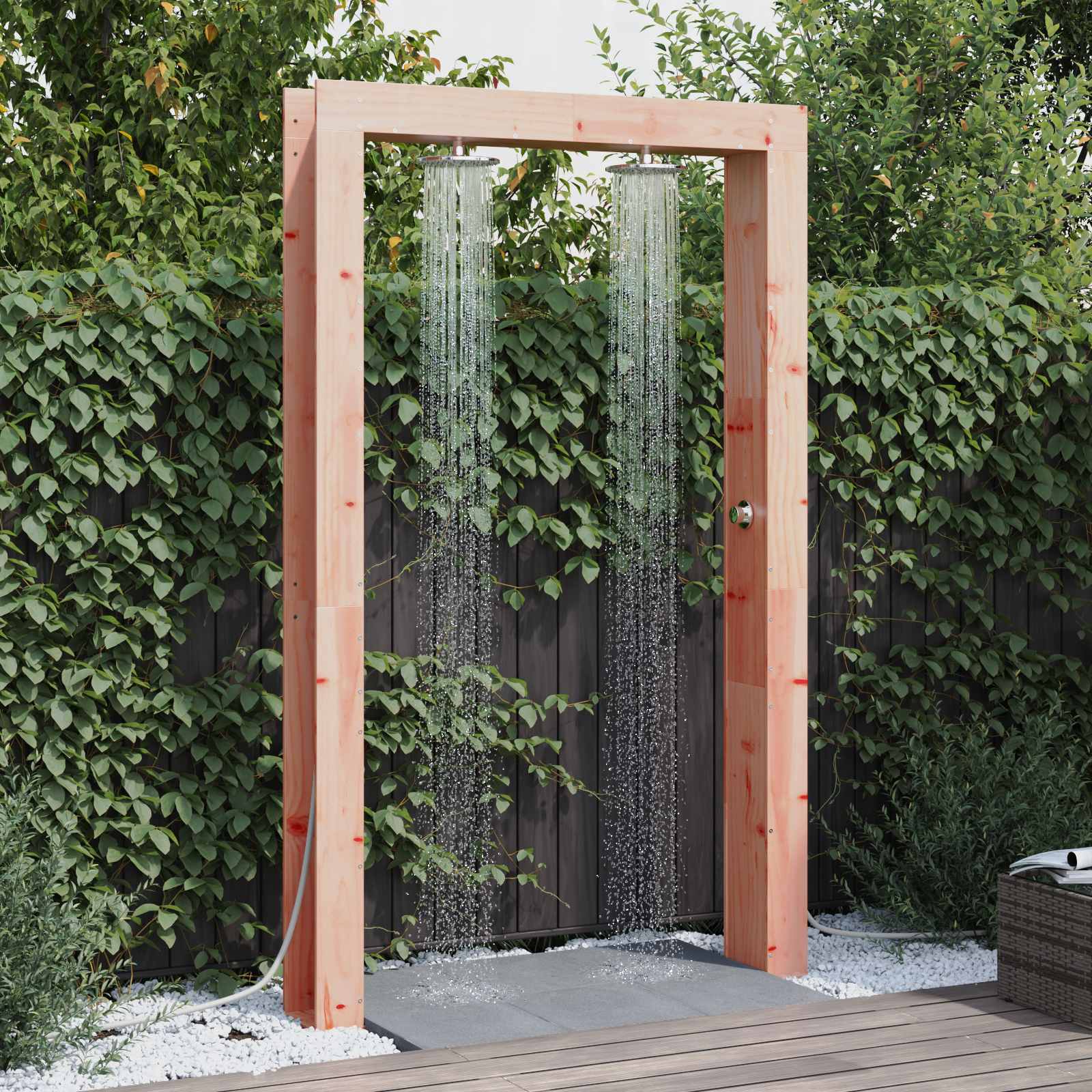 Outdoor-Dusche 226 cm Massives Douglasholz und Edelstahl Natur