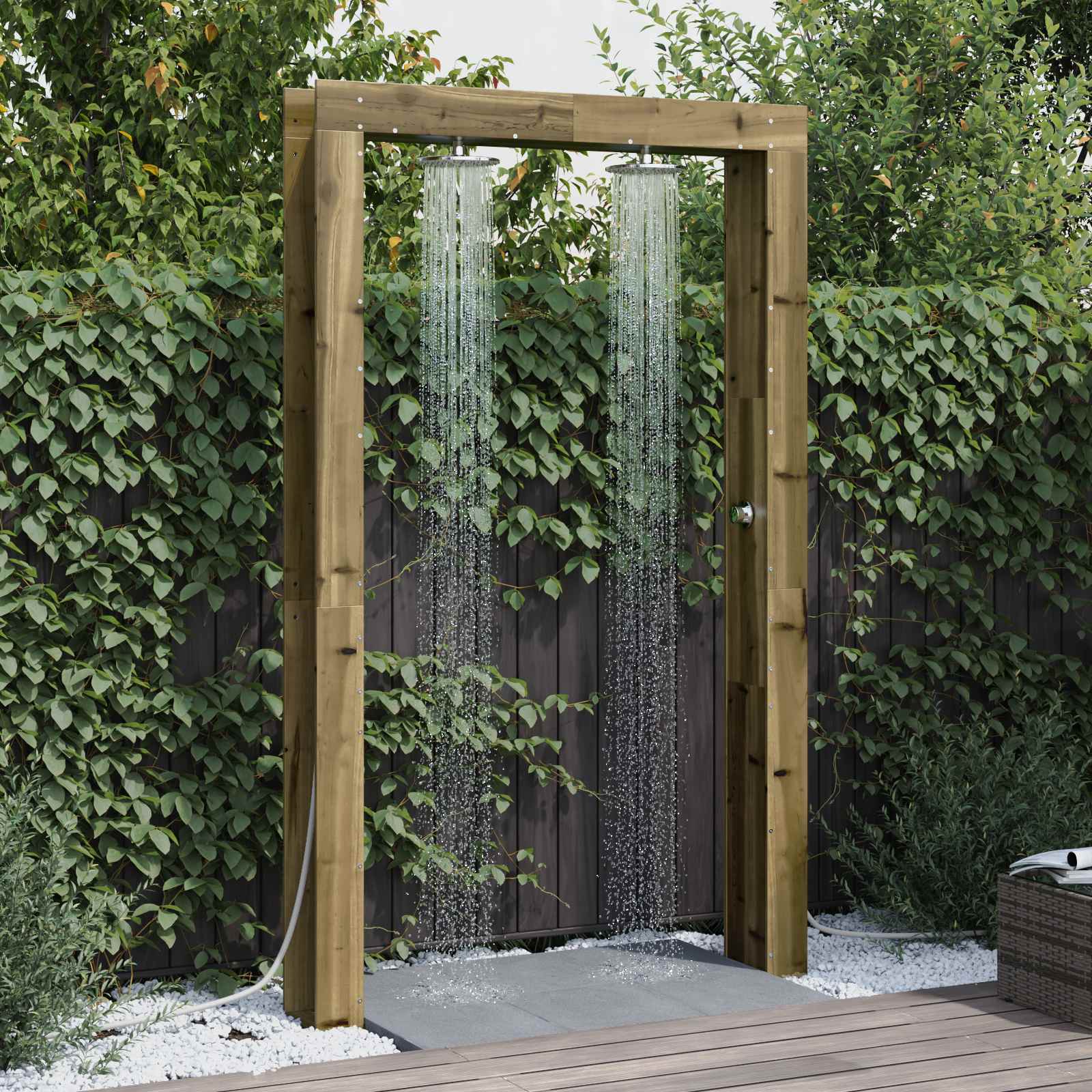 Outdoor-Dusche 226 cm Imprägniertes Kiefernholz und Edelstahl