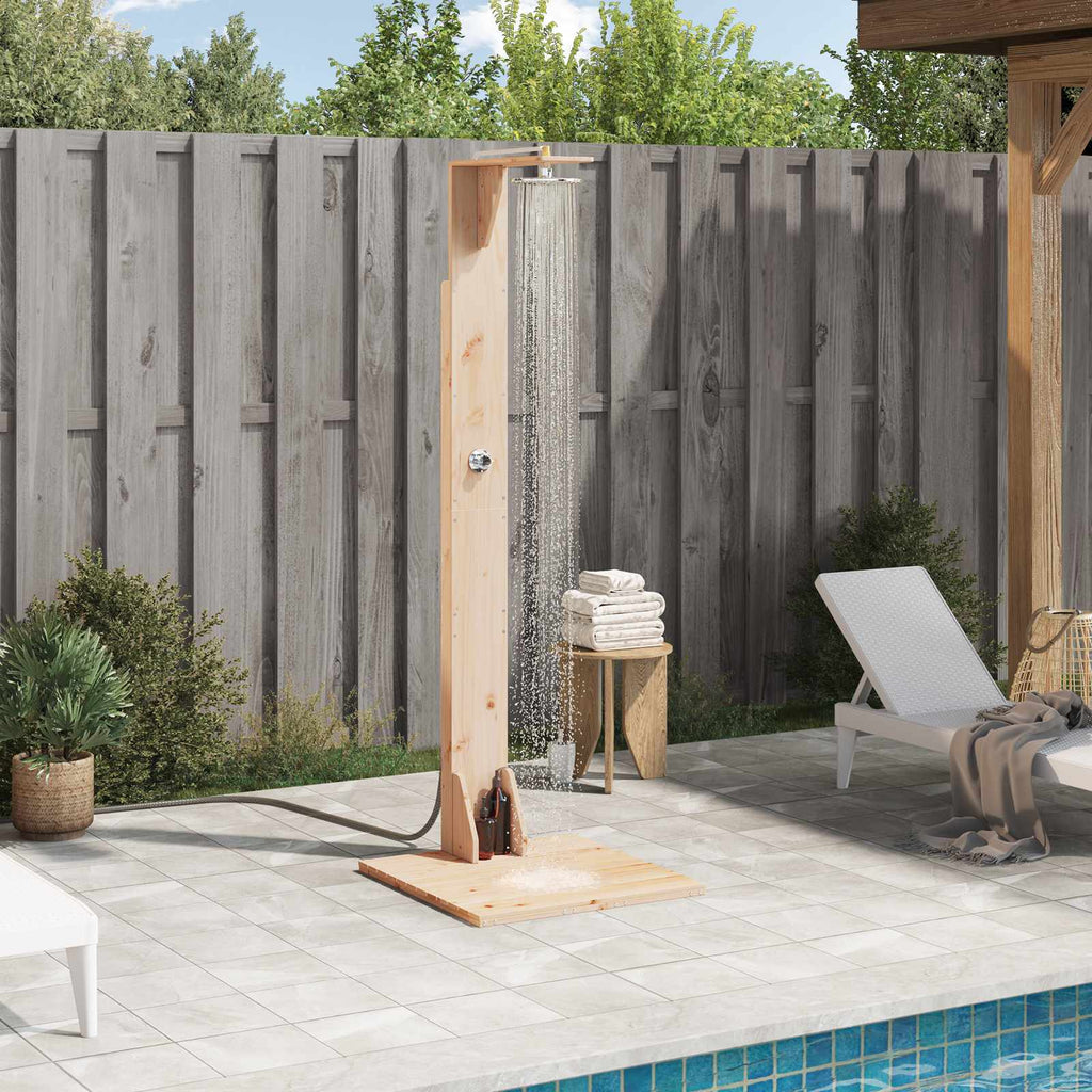 Outdoor-Dusche 214,5 cm Massivholz Kiefer und Edelstahl Natur