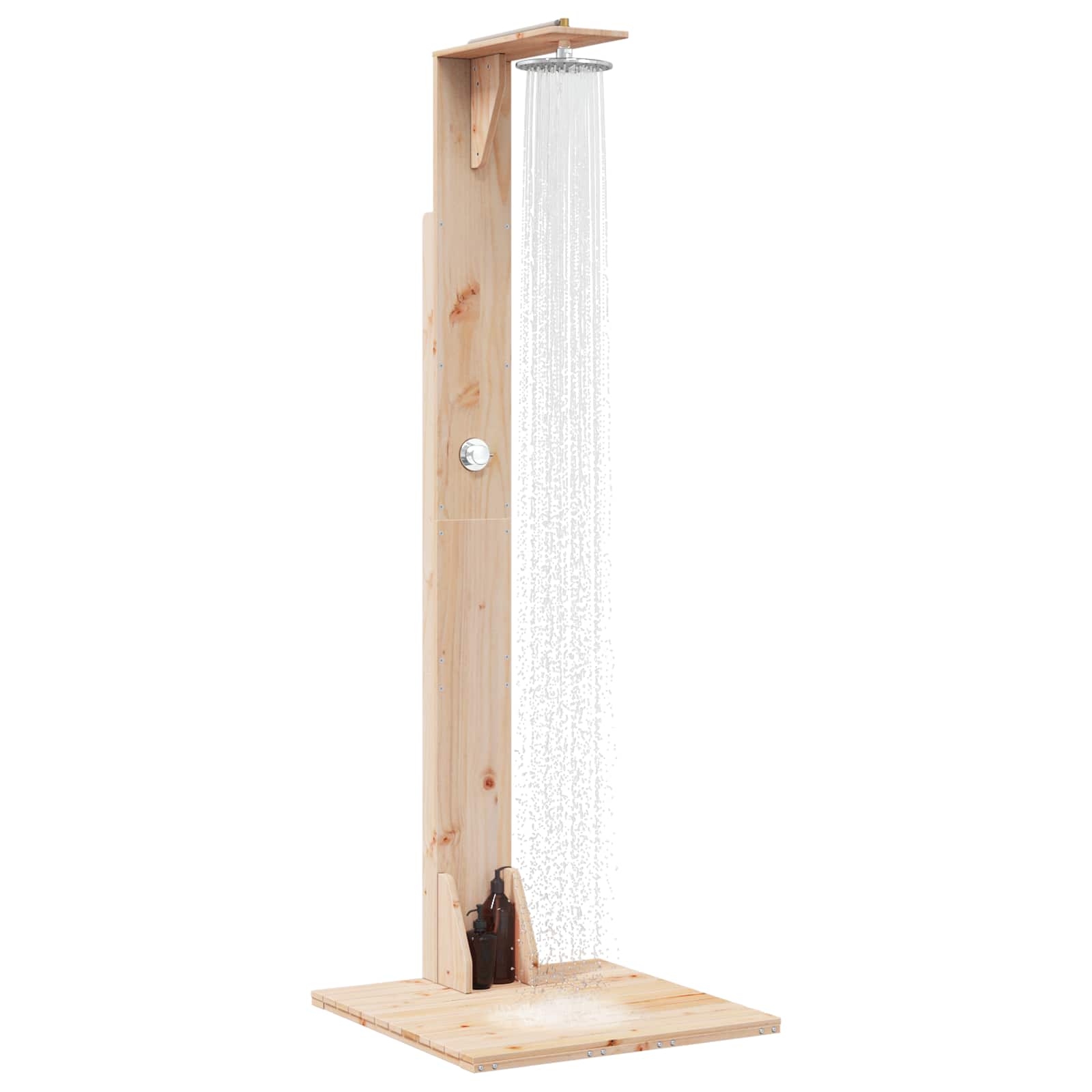 Outdoor-Dusche 214,5 cm Massivholz Kiefer und Edelstahl Natur