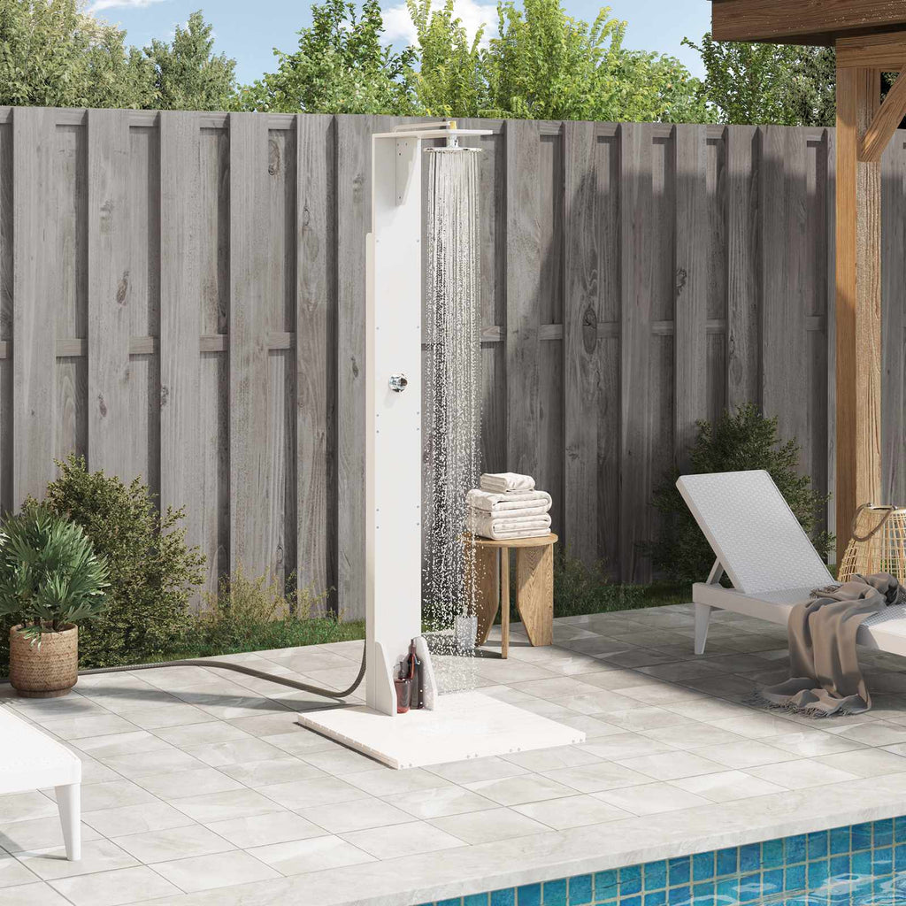 Outdoor-Dusche 214,5 cm Massivholz Kiefer und Edelstahl Weiß