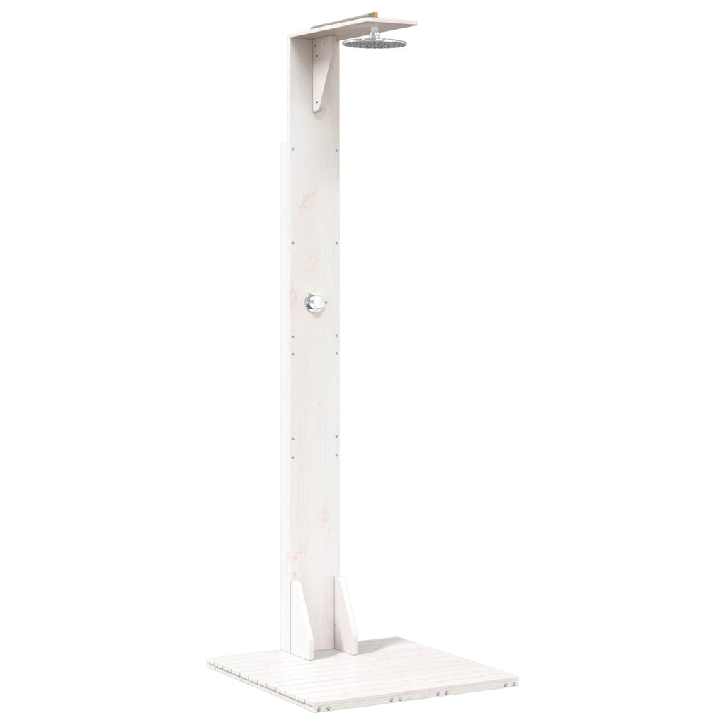 Outdoor-Dusche 214,5 cm Massivholz Kiefer und Edelstahl Weiß