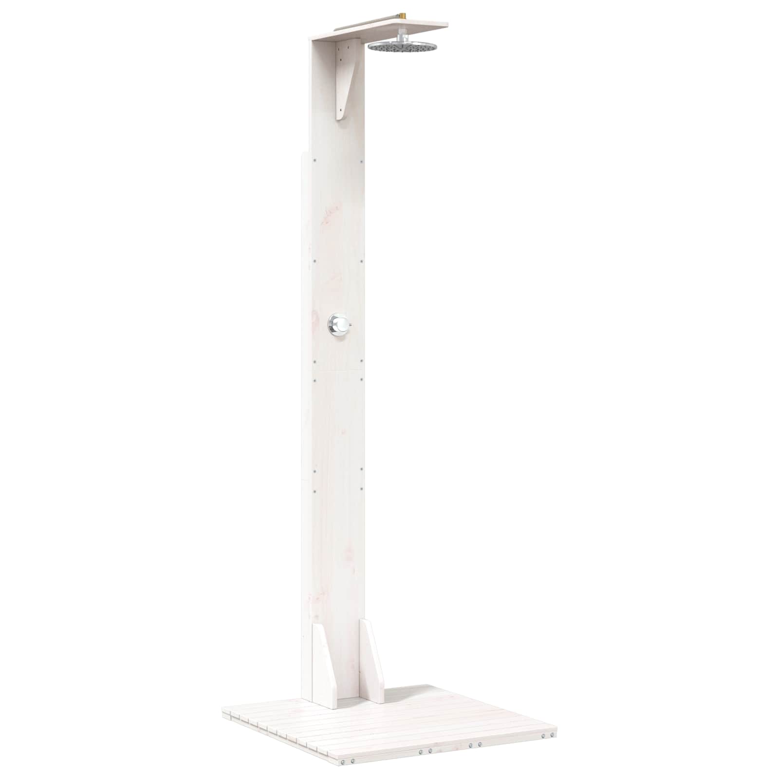 Outdoor-Dusche 214,5 cm Massivholz Kiefer und Edelstahl Weiß