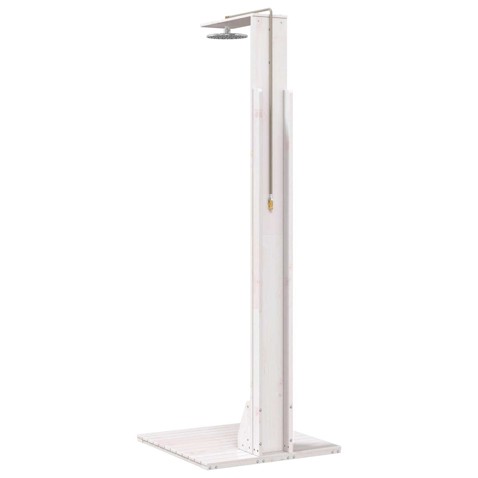Outdoor-Dusche 214,5 cm Massivholz Kiefer und Edelstahl Weiß