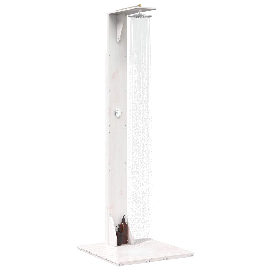 Outdoor-Dusche 214,5 cm Massivholz Kiefer und Edelstahl Weiß