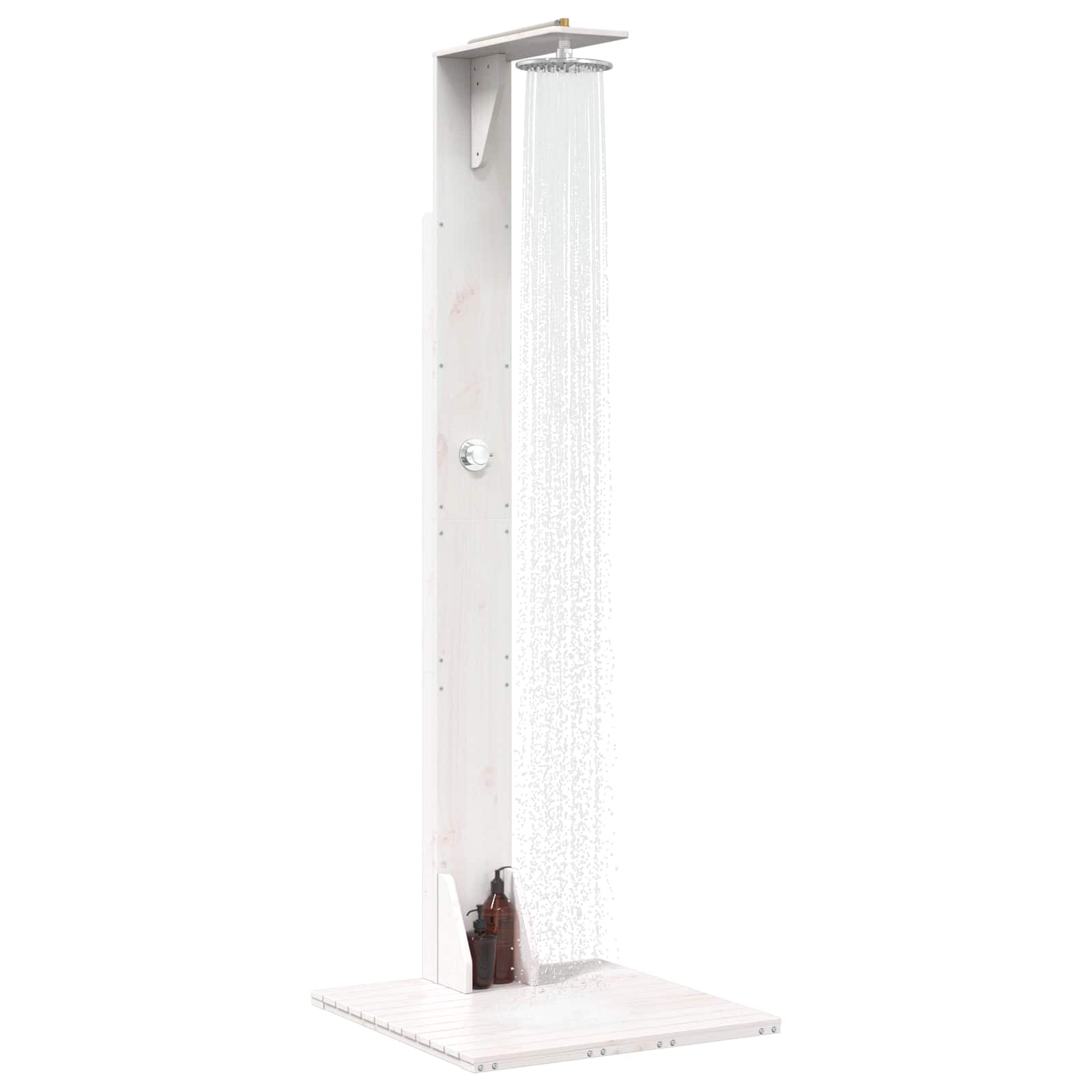 Outdoor-Dusche 214,5 cm Massivholz Kiefer und Edelstahl Weiß