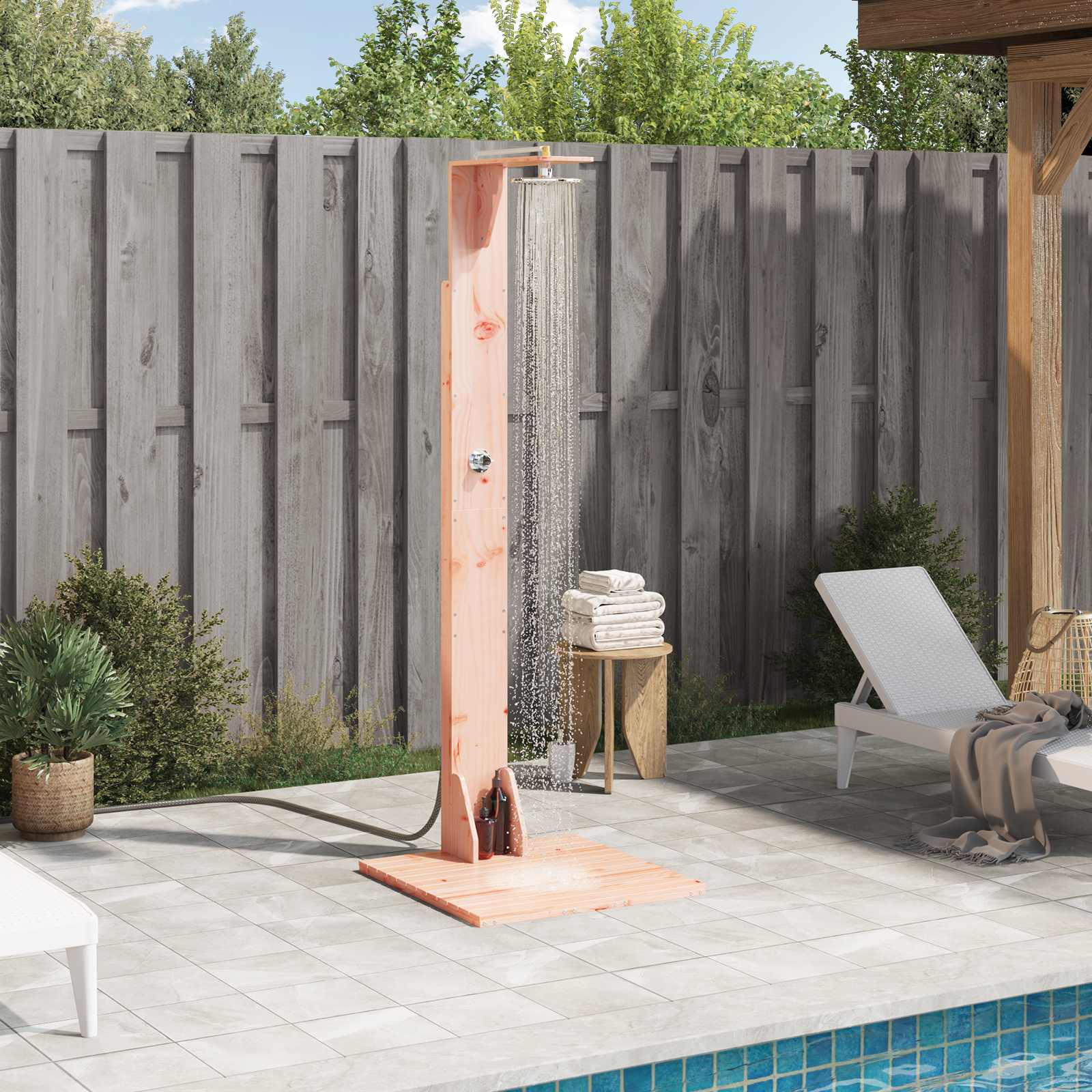 Outdoor-Dusche 214,5 cm Massives Douglasholz und Edelstahl