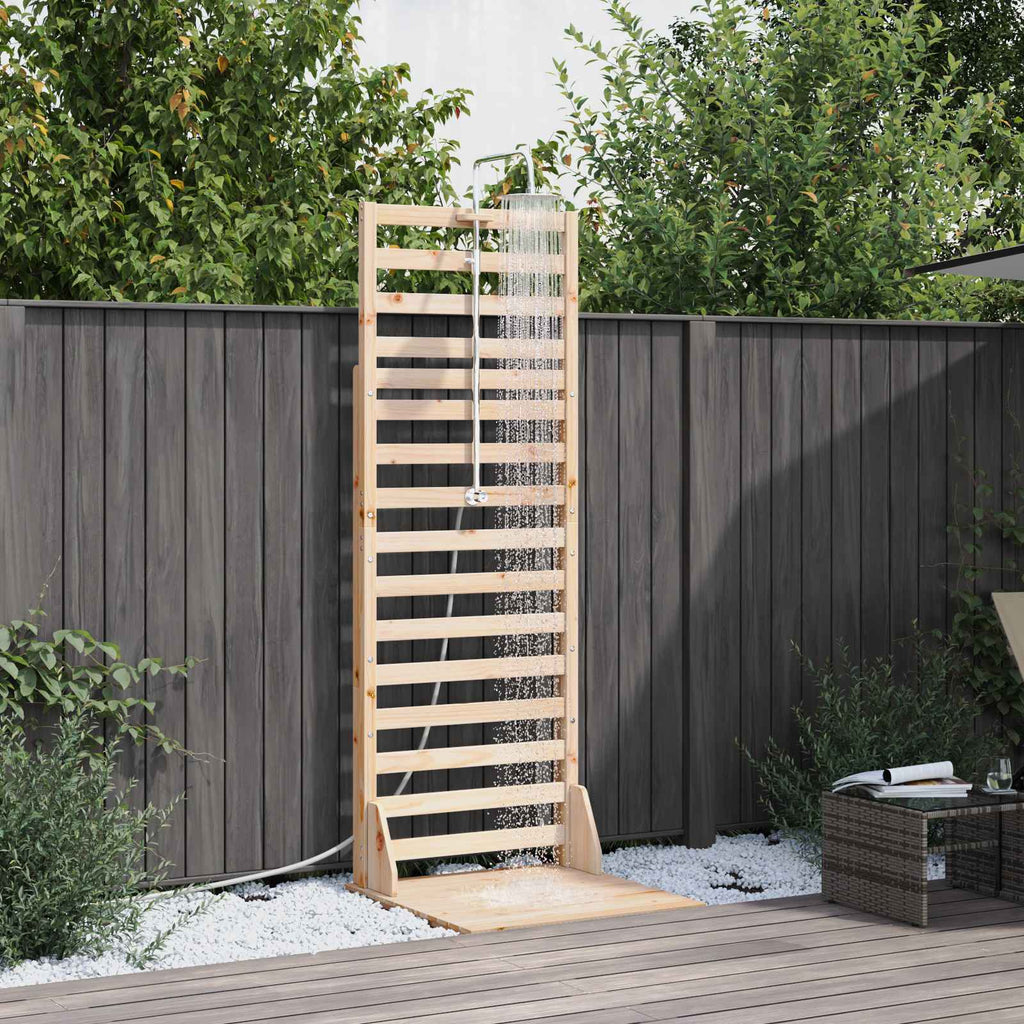 Outdoor-Dusche 225 cm Massivholz Kiefer und Edelstahl Natur