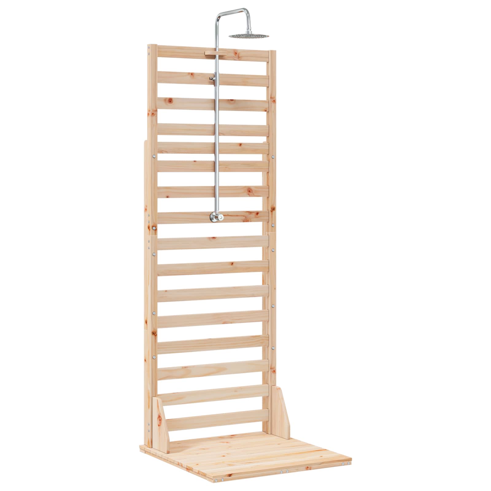 Outdoor-Dusche 225 cm Massivholz Kiefer und Edelstahl Natur