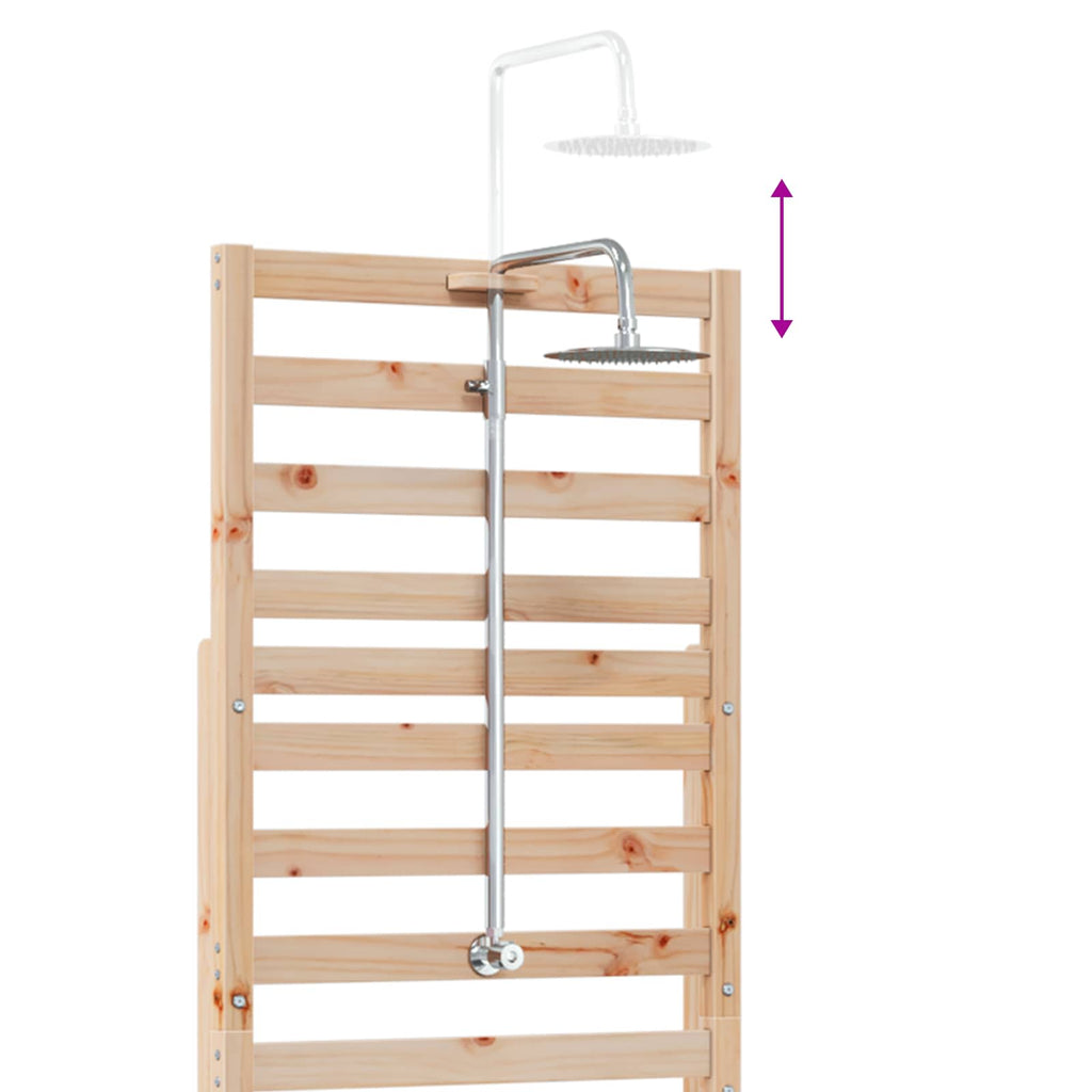 Outdoor-Dusche 225 cm Massivholz Kiefer und Edelstahl Natur