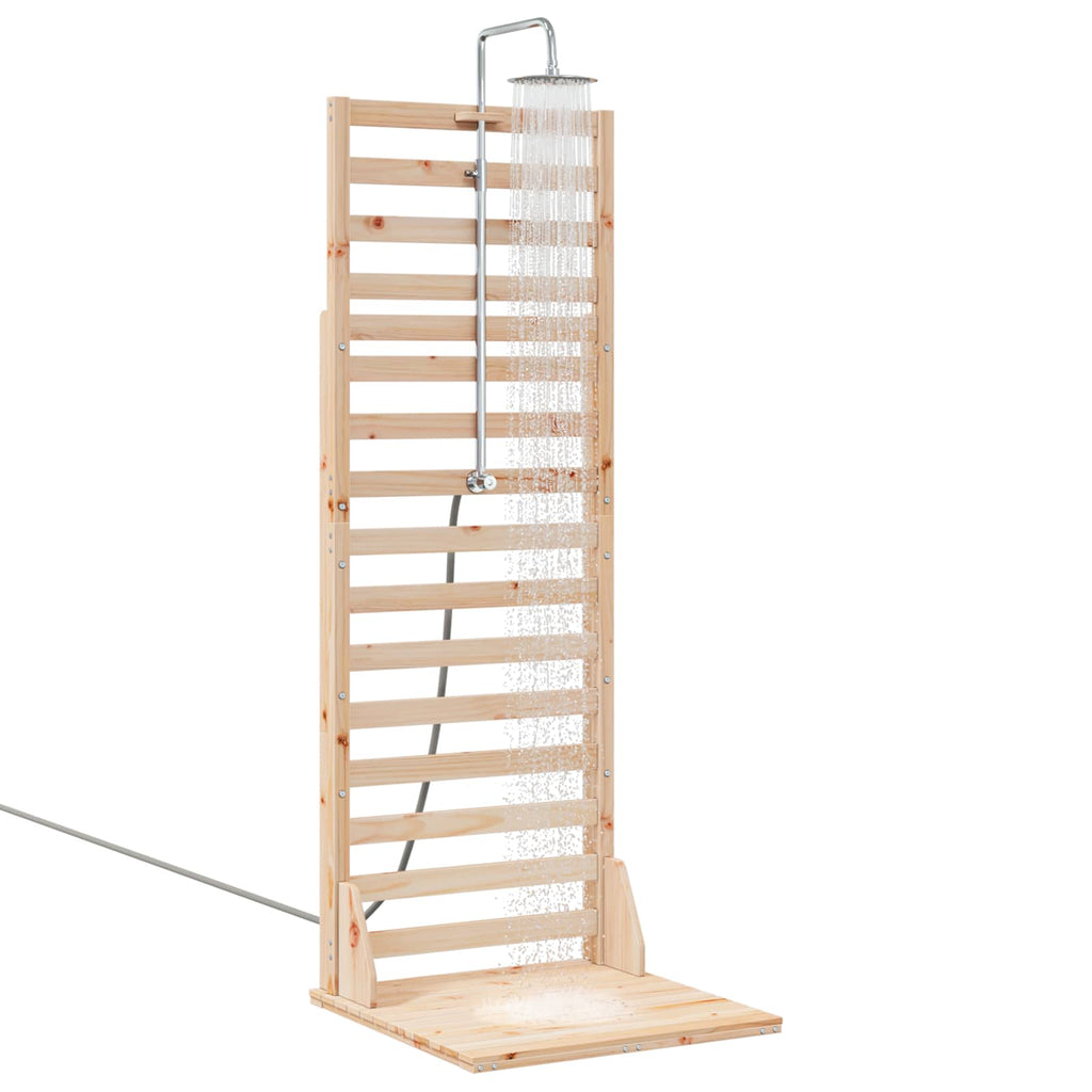 Outdoor-Dusche 225 cm Massivholz Kiefer und Edelstahl Natur