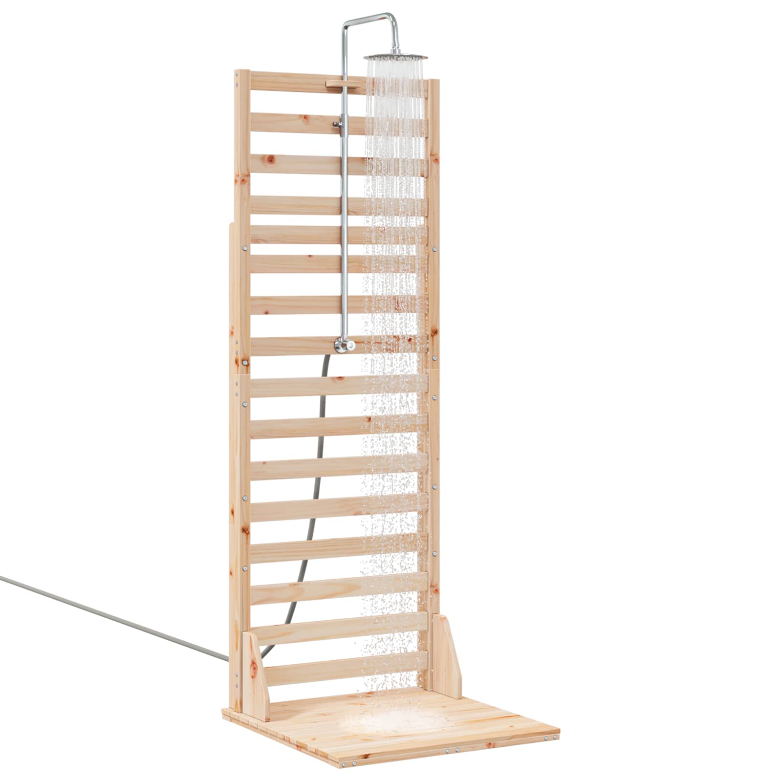 Outdoor-Dusche 225 cm Massivholz Kiefer und Edelstahl Natur