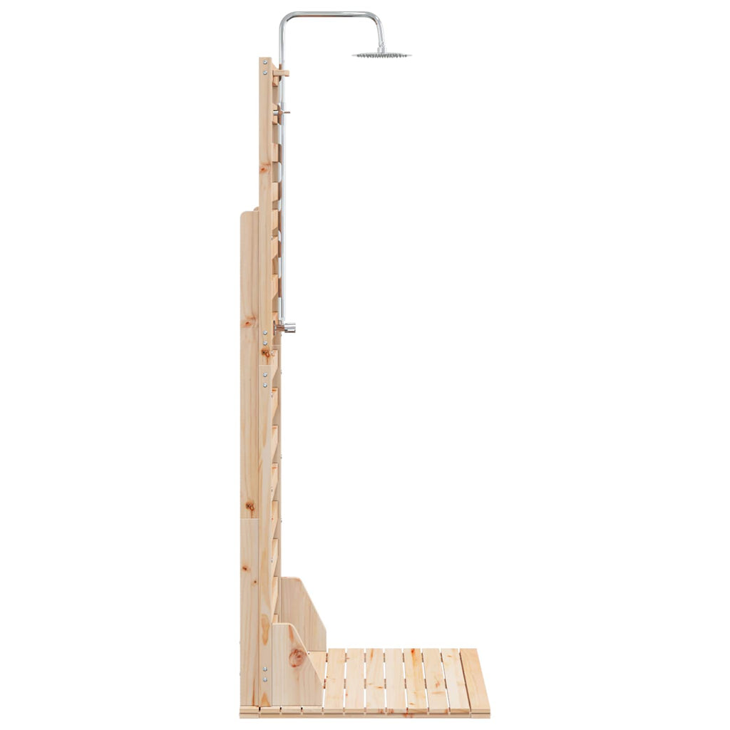 Outdoor-Dusche 225 cm Massivholz Kiefer und Edelstahl Natur