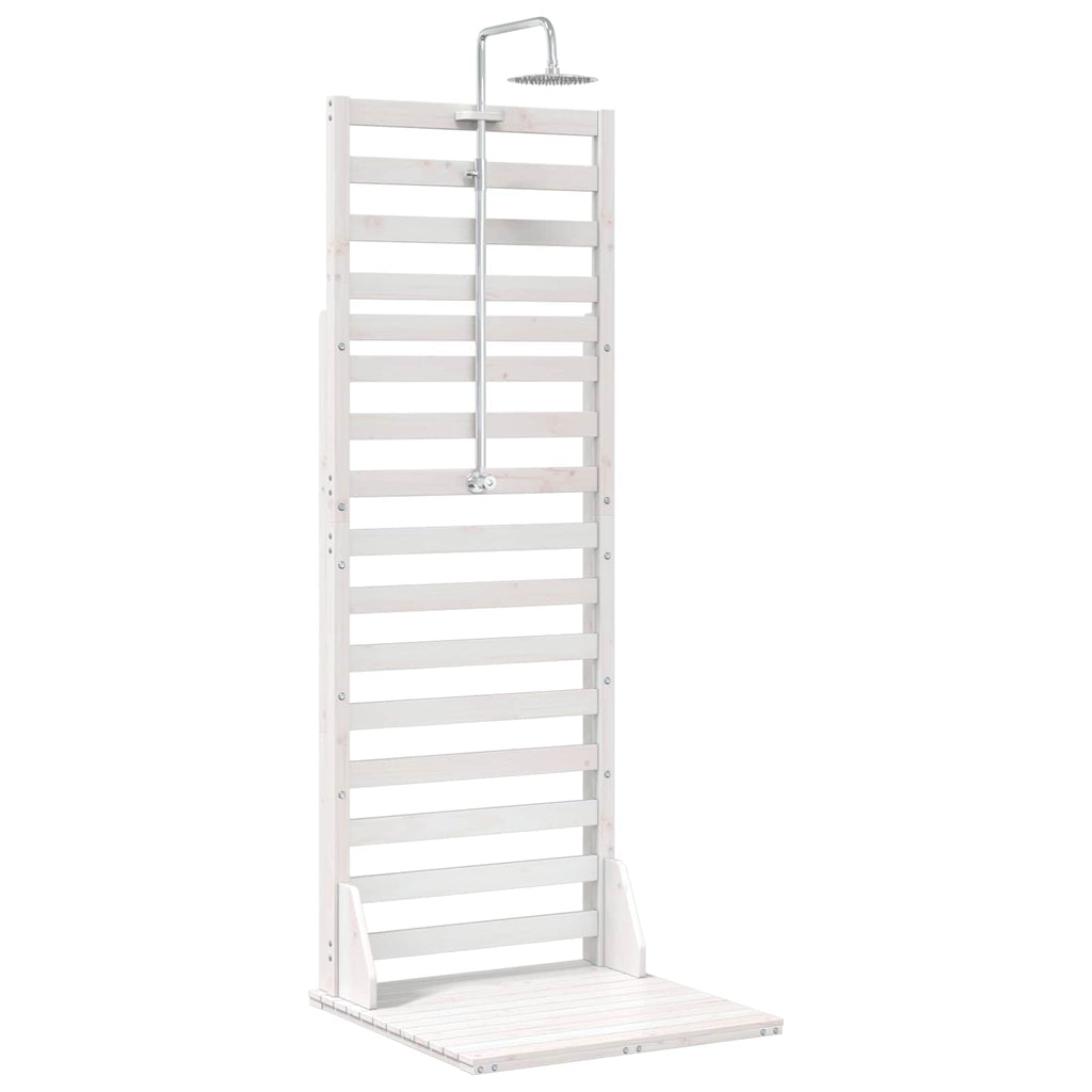 Outdoor-Dusche 225 cm Massivholz Kiefer und Edelstahl Weiß