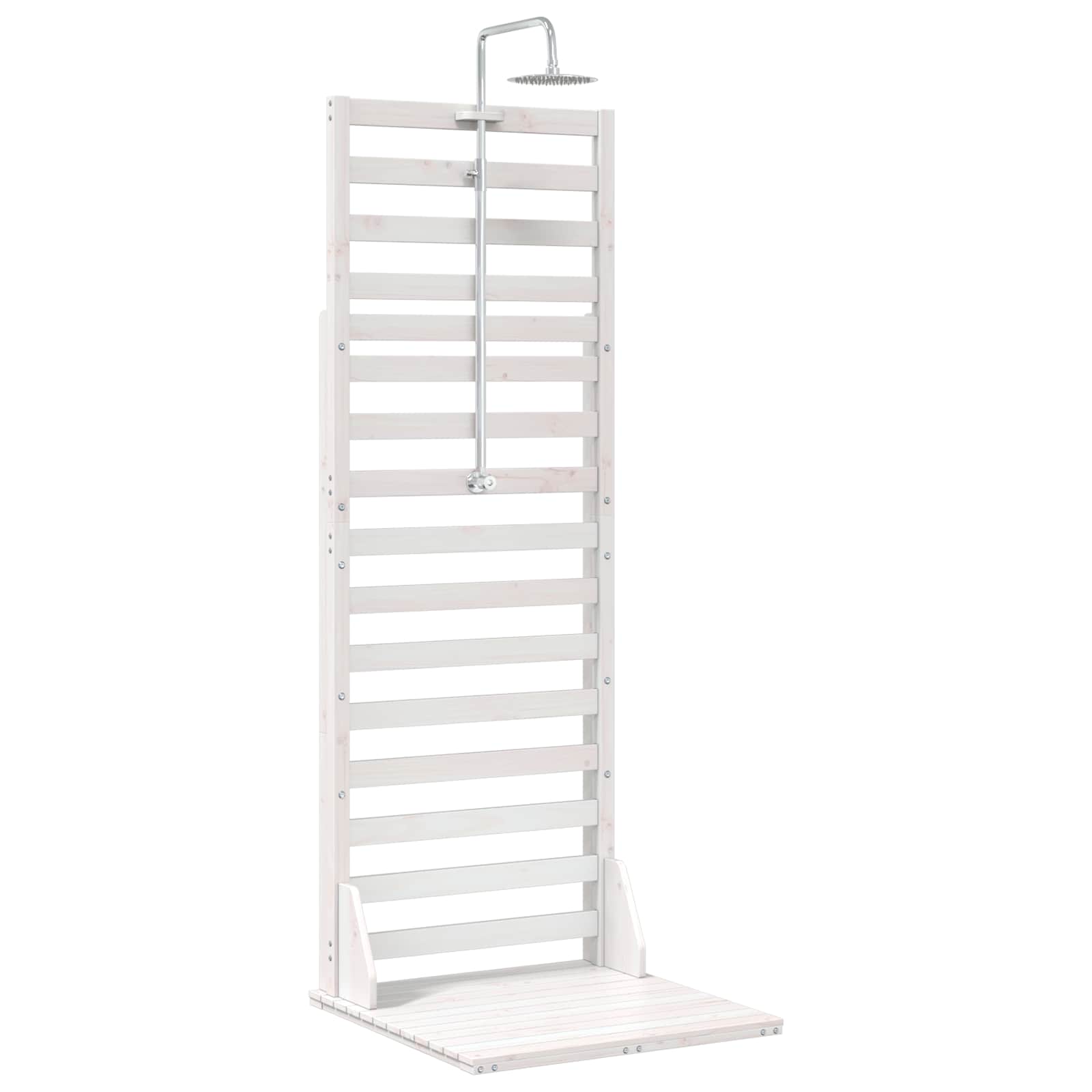 Outdoor-Dusche 225 cm Massivholz Kiefer und Edelstahl Weiß