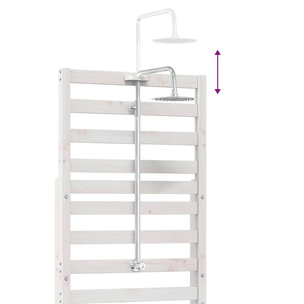 Outdoor-Dusche 225 cm Massivholz Kiefer und Edelstahl Weiß