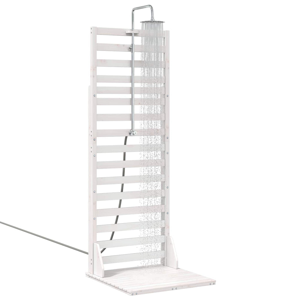 Outdoor-Dusche 225 cm Massivholz Kiefer und Edelstahl Weiß