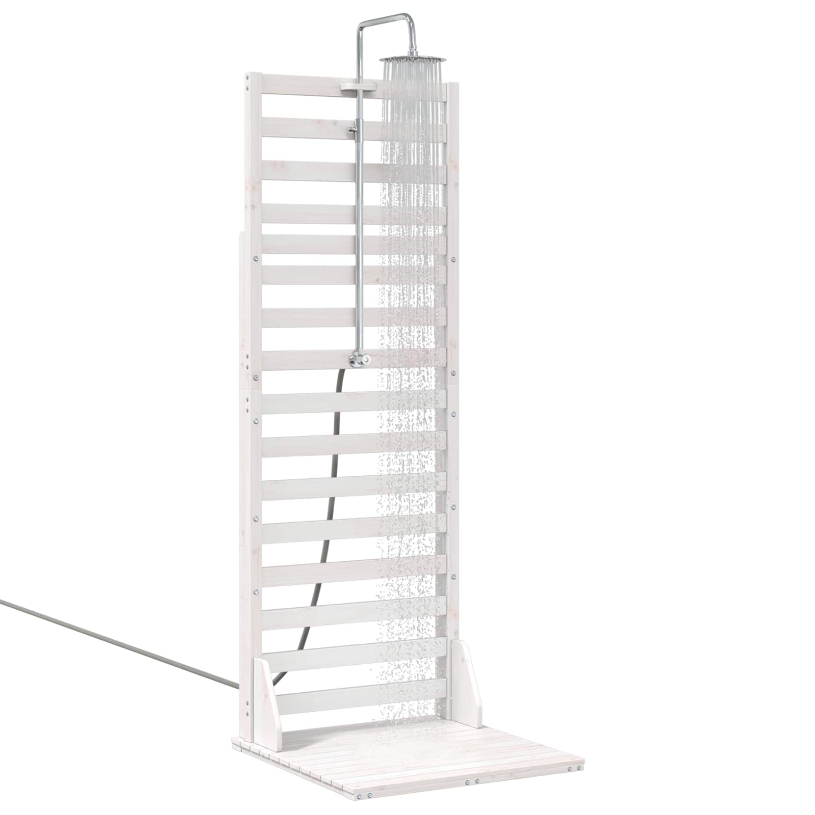 Outdoor-Dusche 225 cm Massivholz Kiefer und Edelstahl Weiß