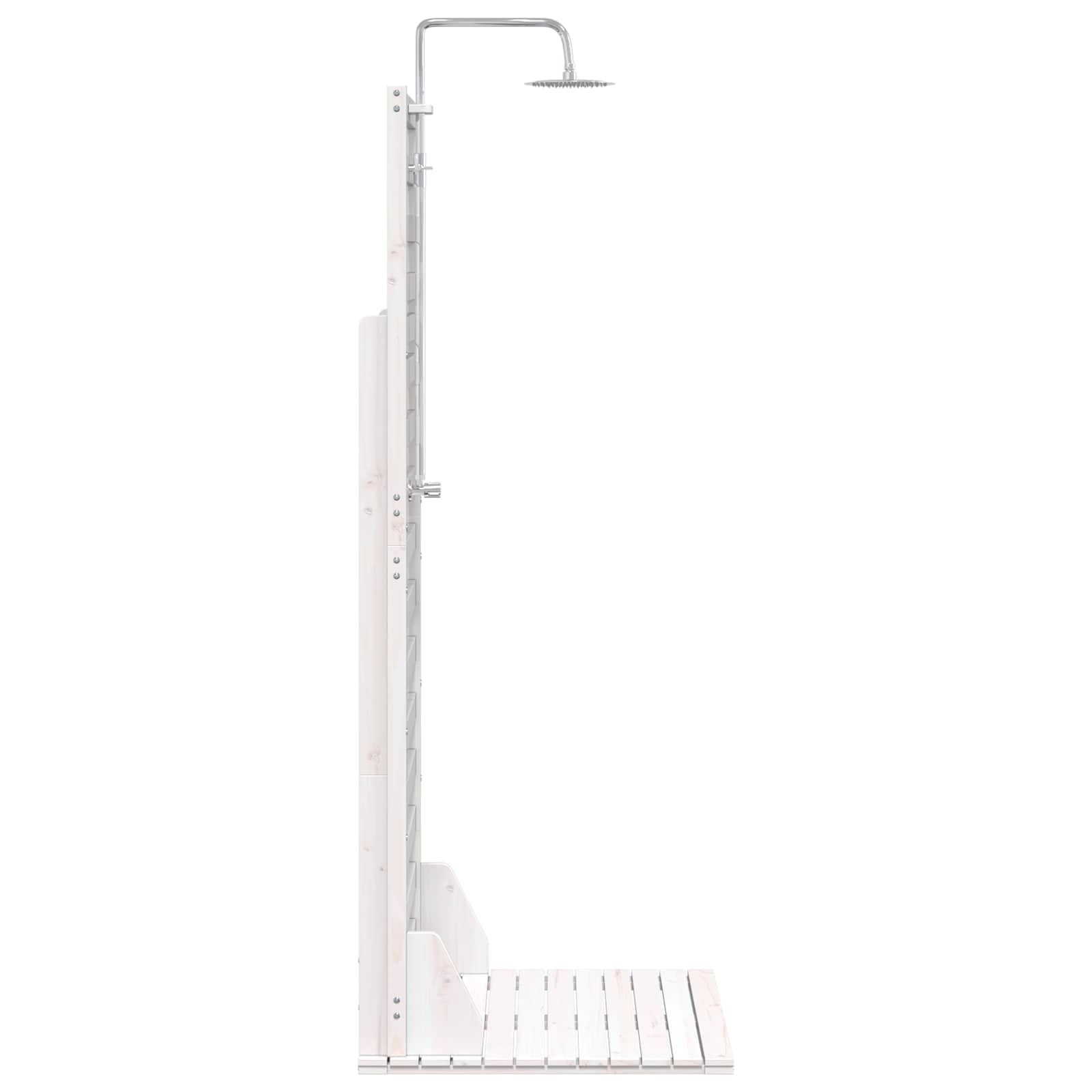 Outdoor-Dusche 225 cm Massivholz Kiefer und Edelstahl Weiß
