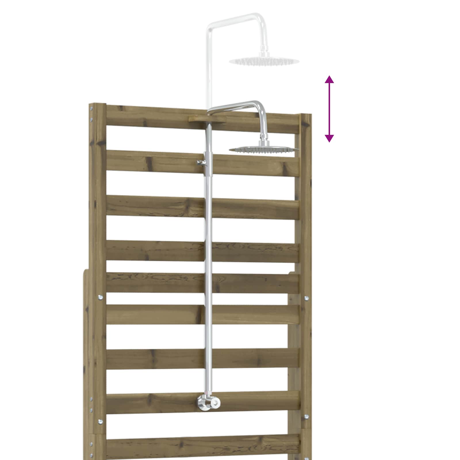 Outdoor-Dusche 225 cm Imprägniertes Kiefernholz und Edelstahl