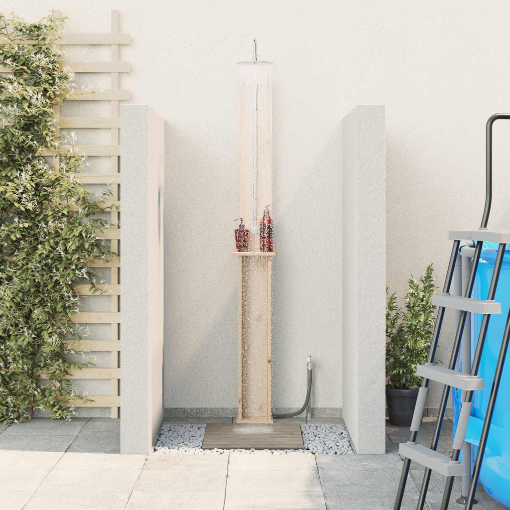Outdoor-Dusche 246 cm Massivholz Kiefer und Edelstahl Natur