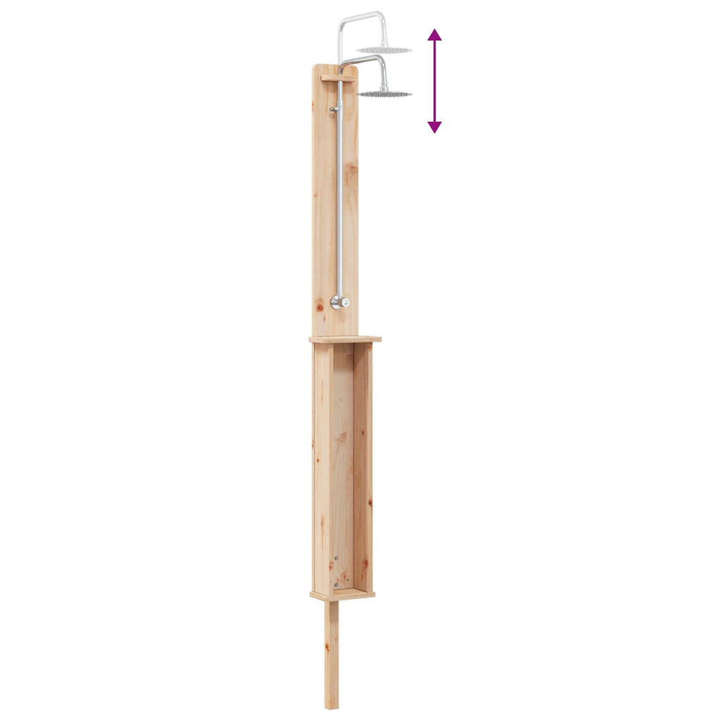 Outdoor-Dusche 246 cm Massivholz Kiefer und Edelstahl Natur