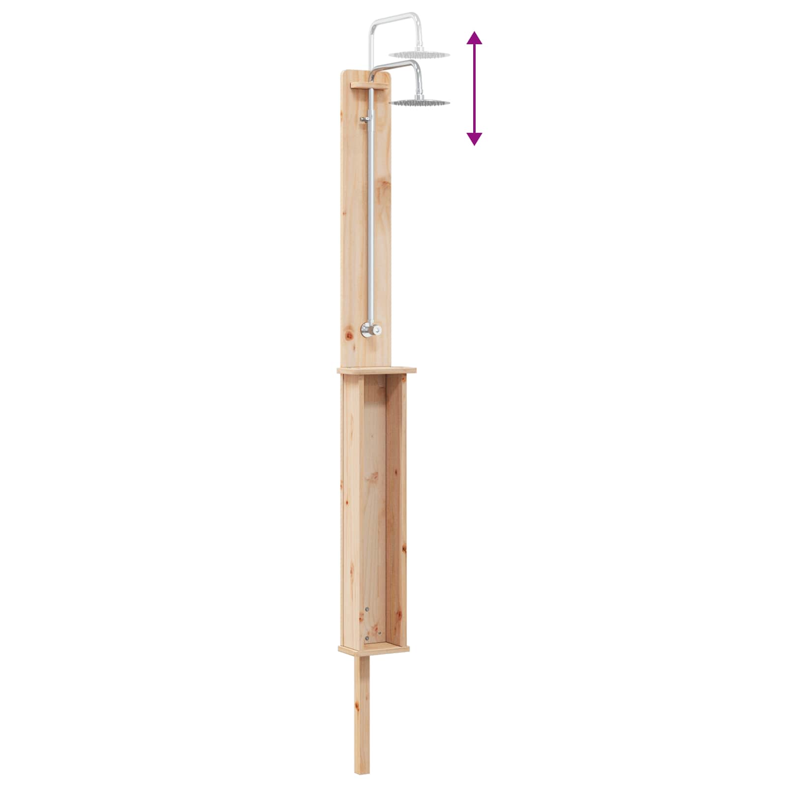 Outdoor-Dusche 246 cm Massivholz Kiefer und Edelstahl Natur