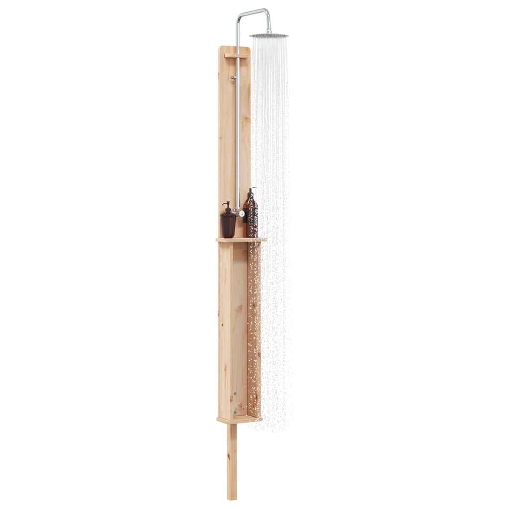 Outdoor-Dusche 246 cm Massivholz Kiefer und Edelstahl Natur