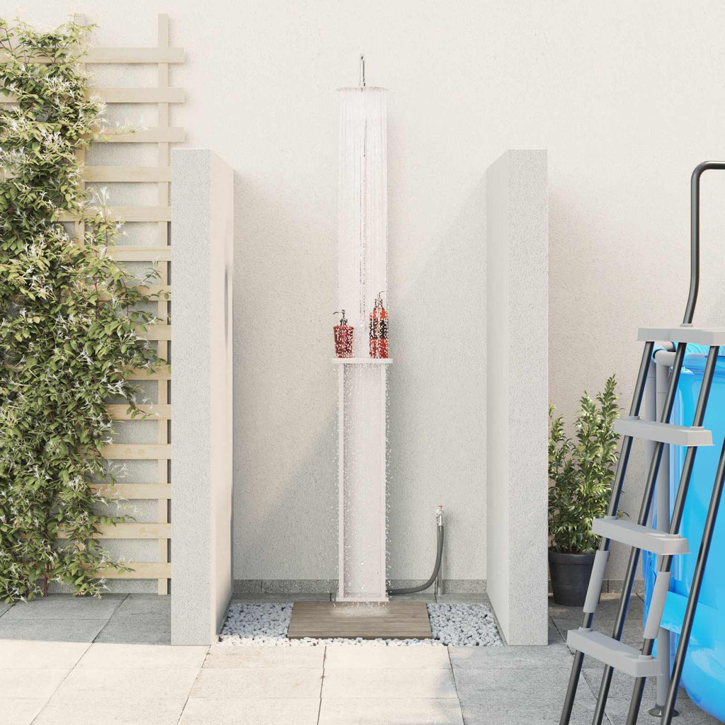 Outdoor-Dusche 246 cm Massivholz Kiefer und Edelstahl Weiß