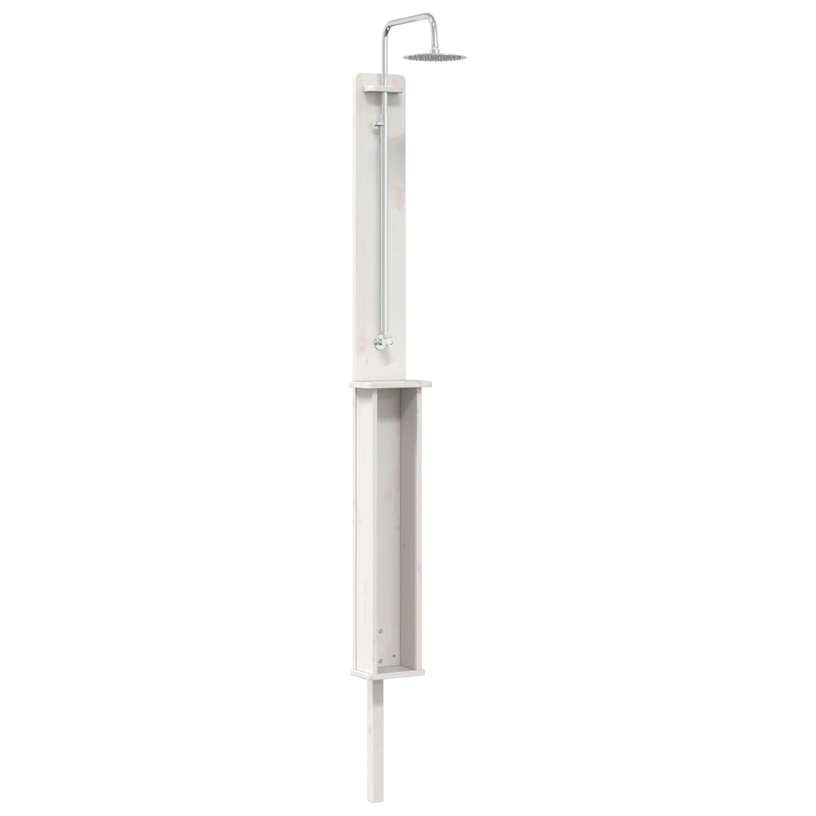 Outdoor-Dusche 246 cm Massivholz Kiefer und Edelstahl Weiß