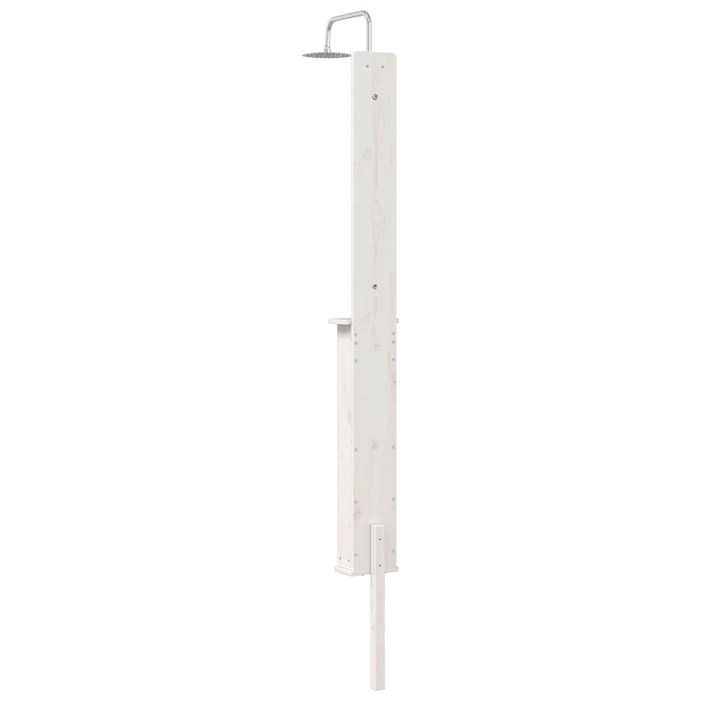 Outdoor-Dusche 246 cm Massivholz Kiefer und Edelstahl Weiß