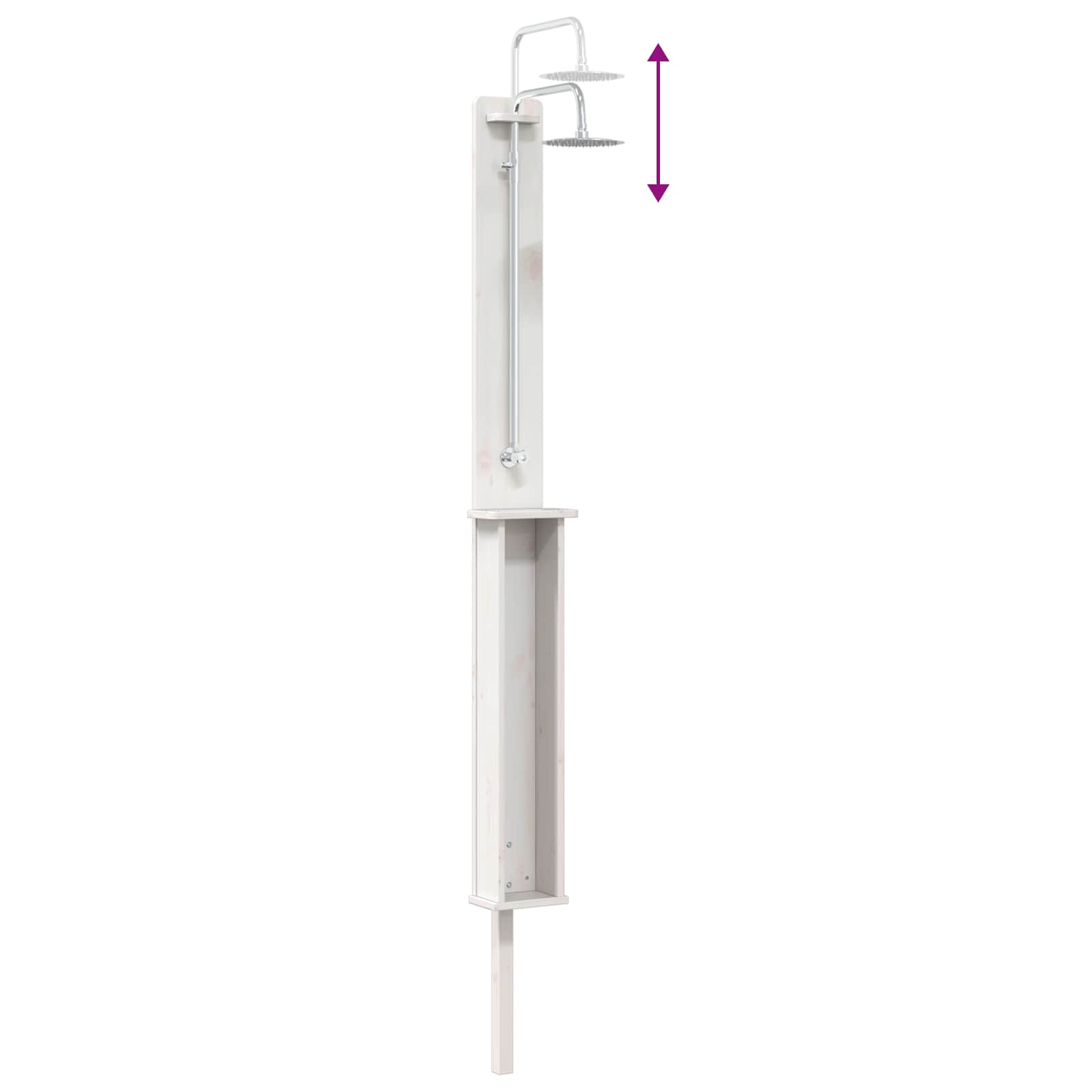 Outdoor-Dusche 246 cm Massivholz Kiefer und Edelstahl Weiß