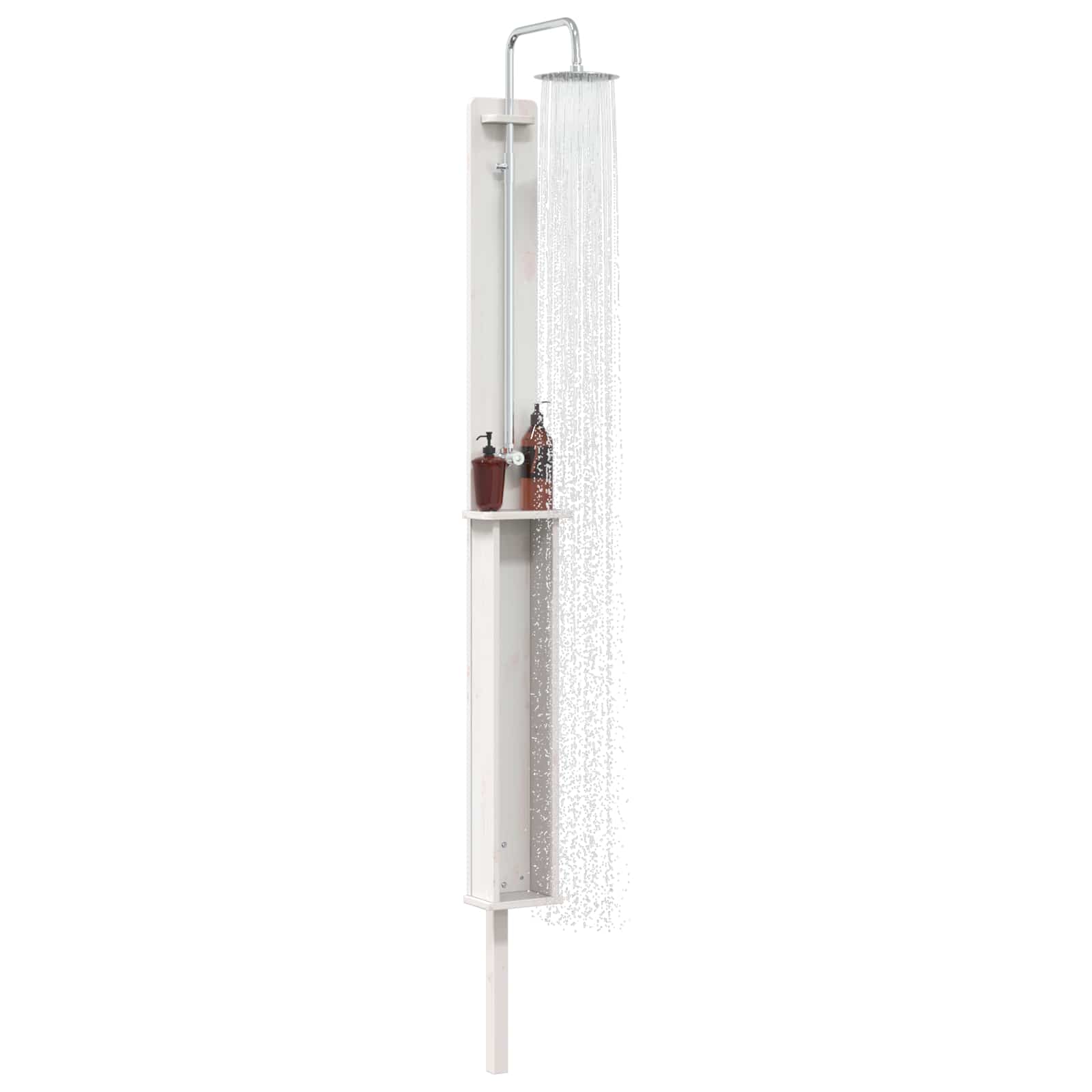 Outdoor-Dusche 246 cm Massivholz Kiefer und Edelstahl Weiß