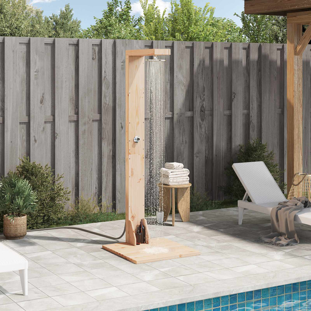 Outdoor-Dusche 210 cm Massivholz Kiefer und Edelstahl Natur