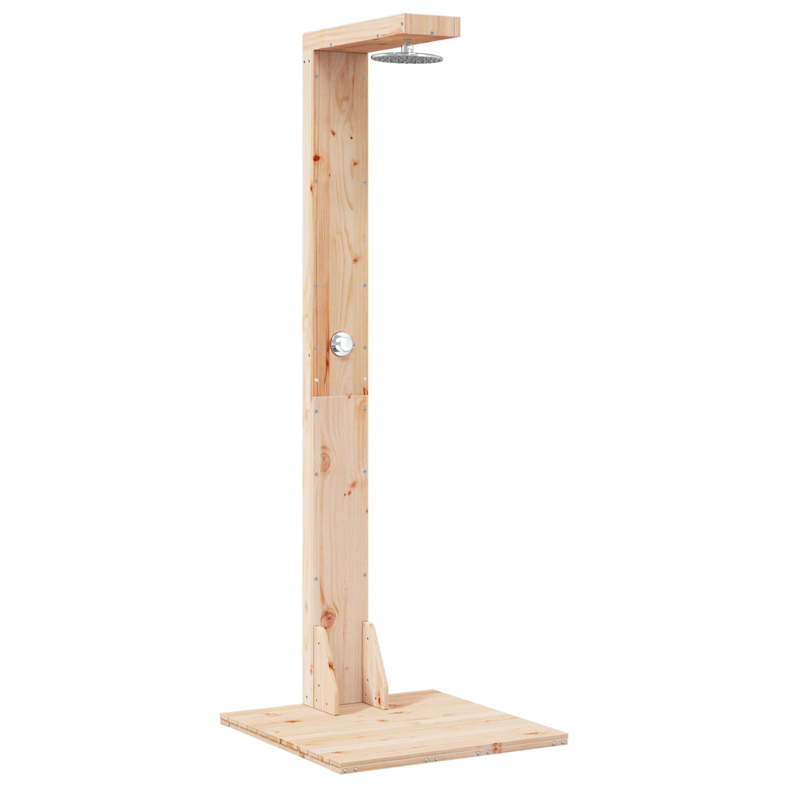 Outdoor-Dusche 210 cm Massivholz Kiefer und Edelstahl Natur
