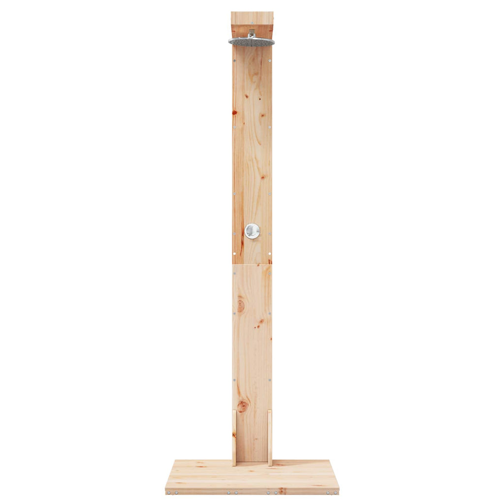 Gartendusche 210 cm Massivholz Kiefer und Edelstahl Natur