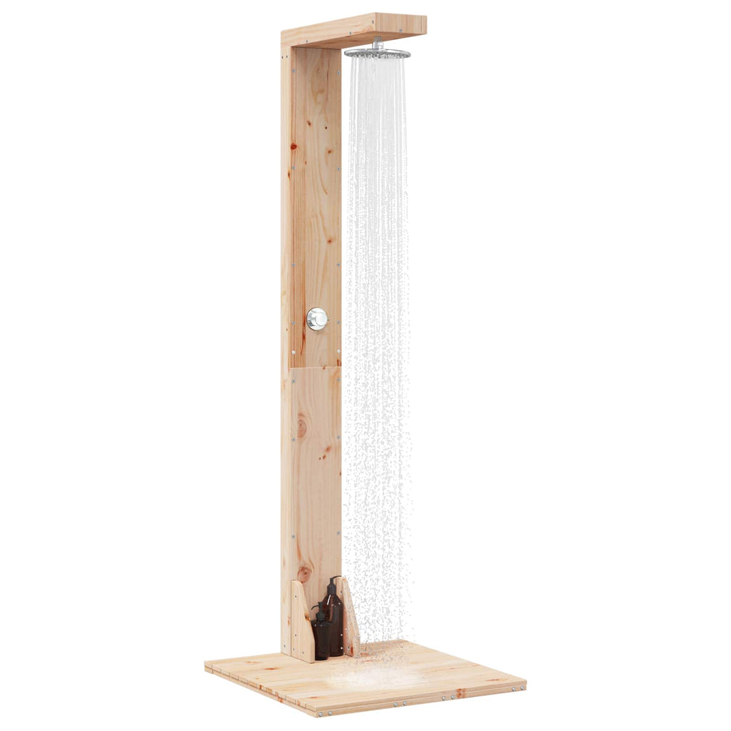 Outdoor-Dusche 210 cm Massivholz Kiefer und Edelstahl Natur