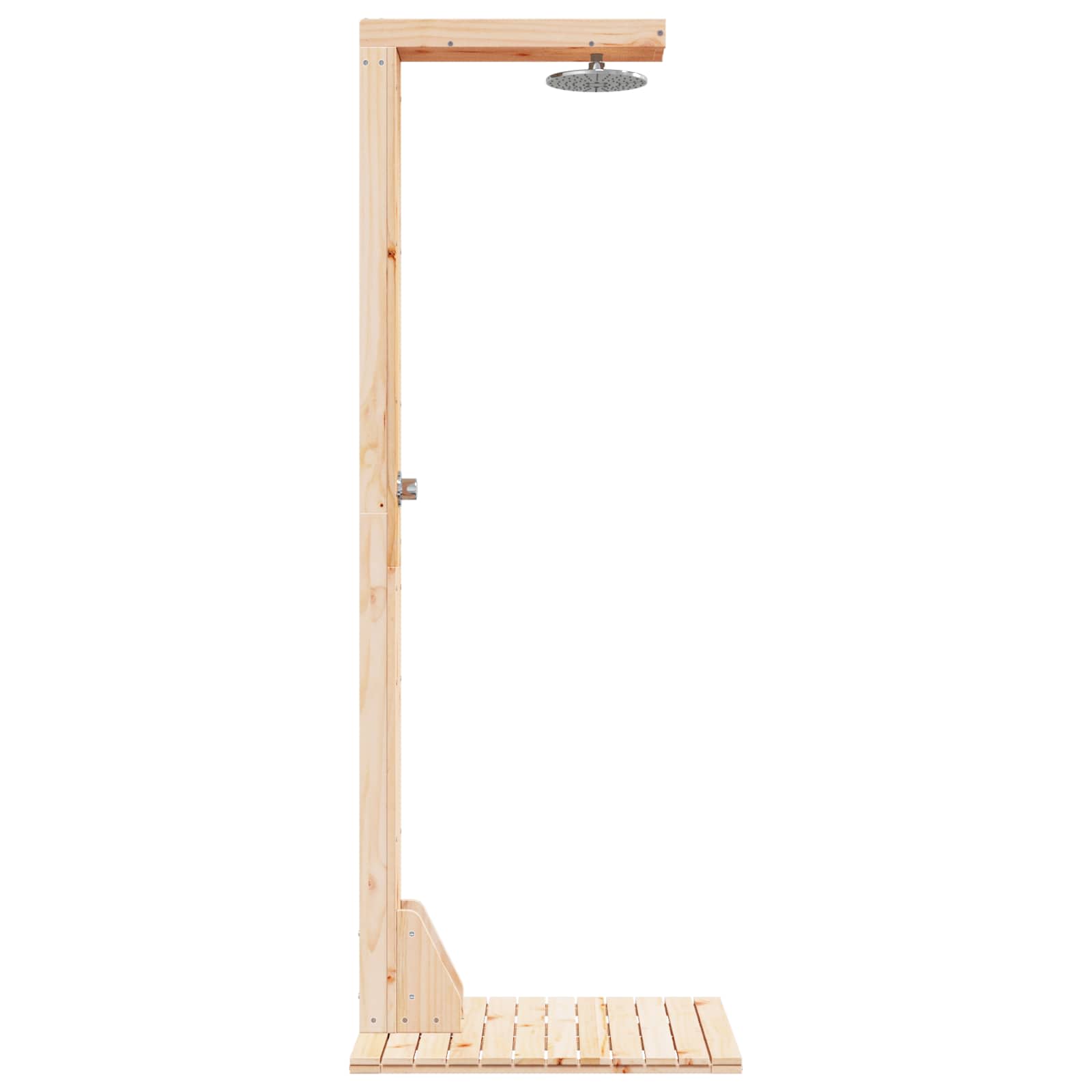 Outdoor-Dusche 210 cm Massivholz Kiefer und Edelstahl Natur