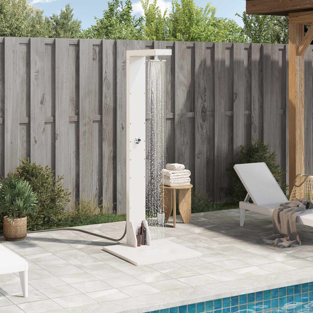 Outdoor-Dusche 210 cm Massivholz Kiefer und Edelstahl Weiß