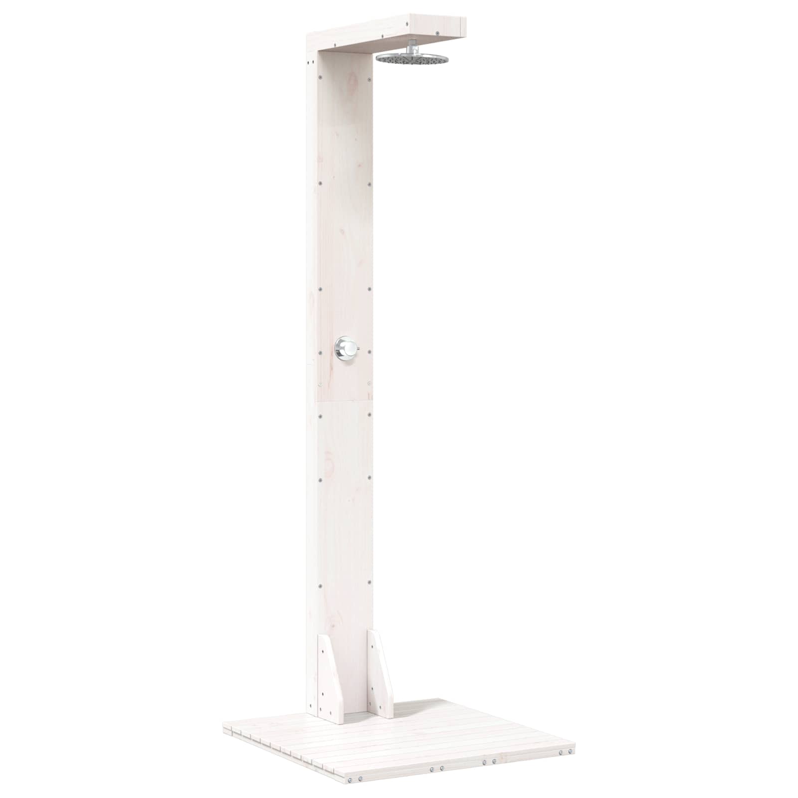 Outdoor-Dusche 210 cm Massivholz Kiefer und Edelstahl Weiß
