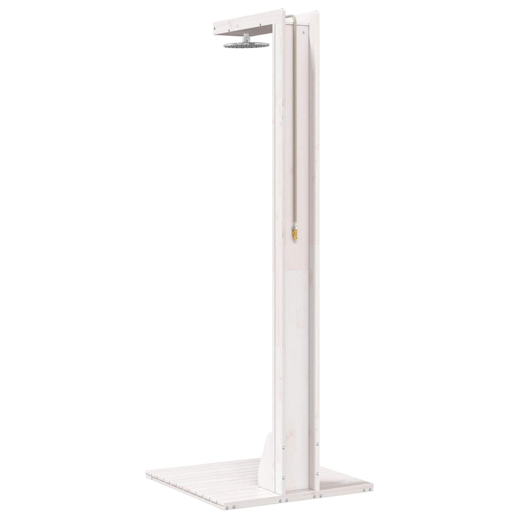 Outdoor-Dusche 210 cm Massivholz Kiefer und Edelstahl Weiß